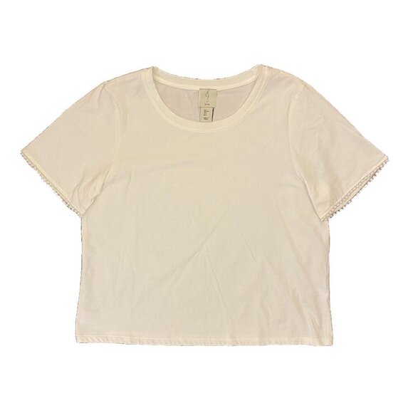 JOIE Tops - JOIE Women’s Cropped Top Size L White Short Sleeves Crew Neck Cotton Tee NWOT